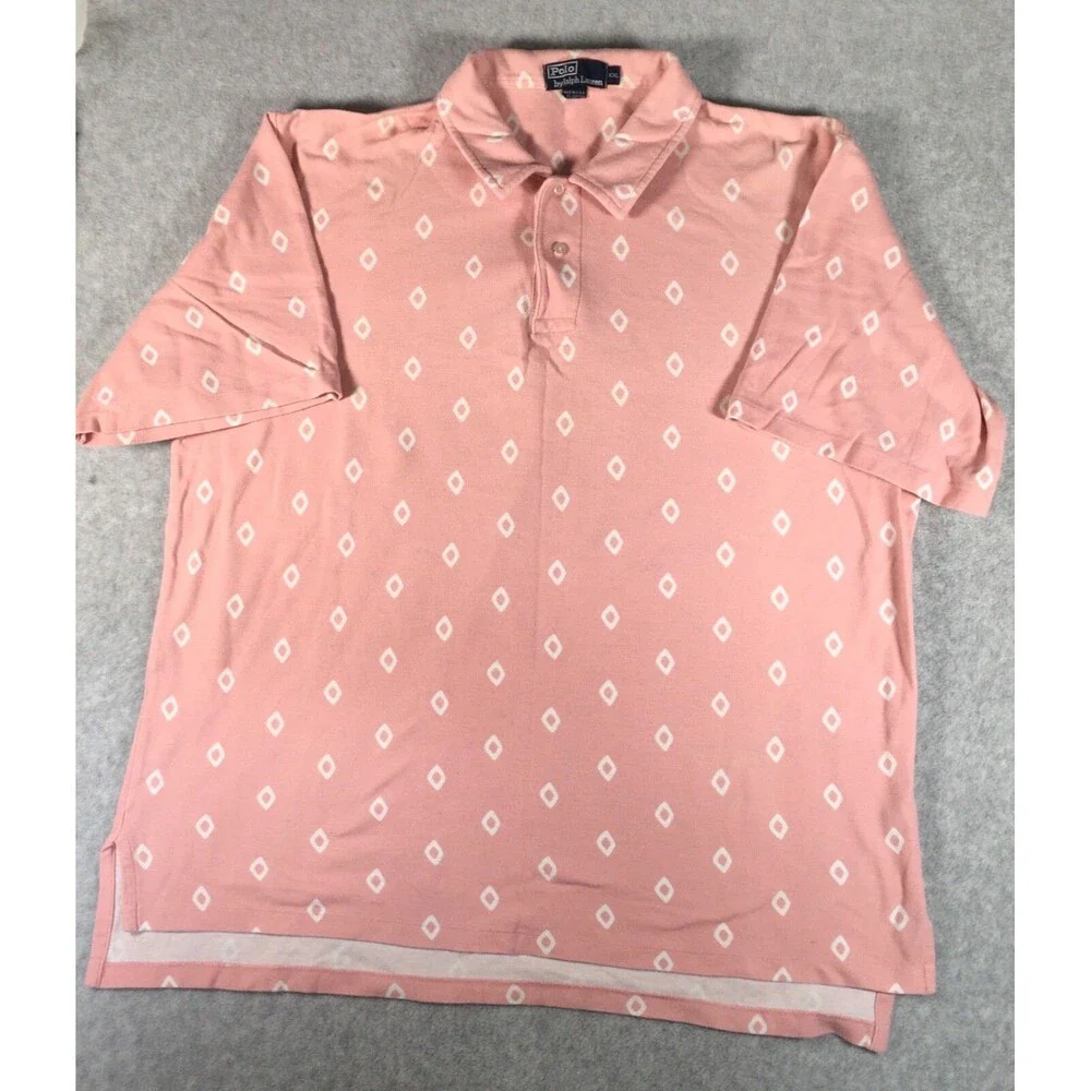 Vintage Polo Ralph Lauren Men's Pink Short Sleeve Cotton Polo Shirt - Size XXL